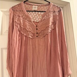 Knox Rose Women's Pink Lace Detail Top
